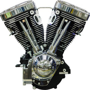 S&S Cycle V124 Long Block Engine for 1984-1999 Harley-Davidson Chrome Wrinkle Black #310-1159
