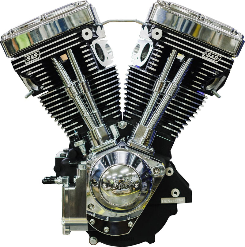 S&S Cycle V124 Long Block Engine for 1984-1999 Harley-Davidson Chrome Wrinkle Black #310-1159