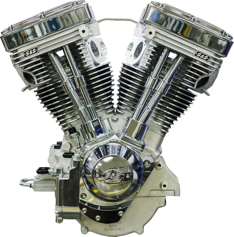S&S Cycle V124 Long Block Engine for 1984-1999 Harley-Davidson Chrome Natural Each