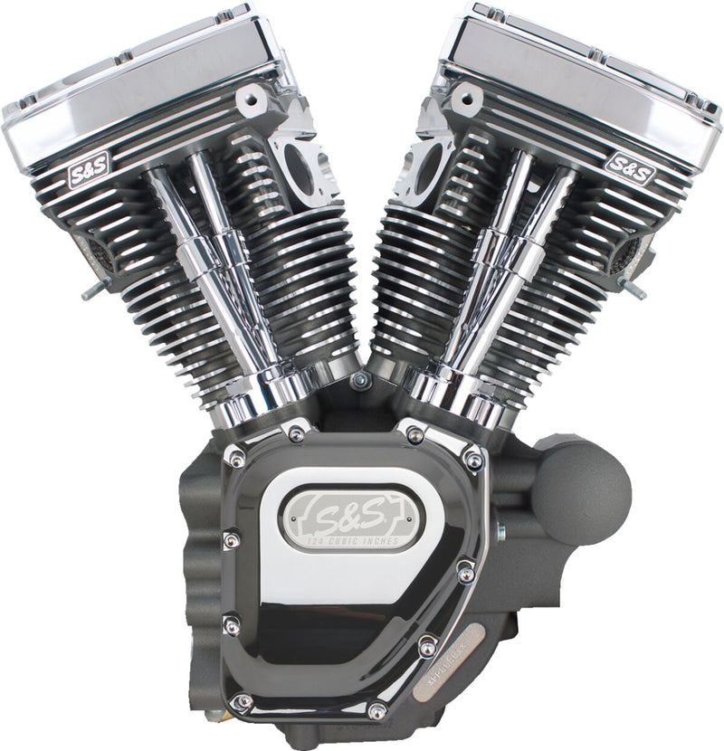 S&S Cycle T124 Low Compression Long Block Engine for 2007-2016 Harley-Davidson T-Series Stone Grey #310-0512A