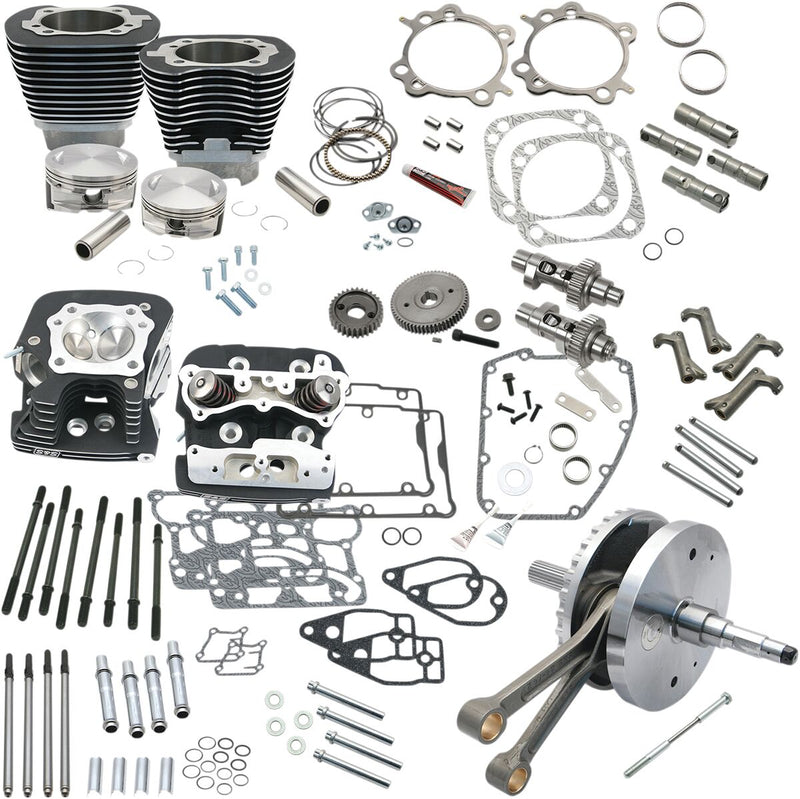 S&S Cycle 124" Hot Set Up® Engine Performance Kit Powder Coated Wrinkle Black Big Bore #900-0568
