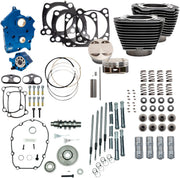 S&S Cycle Power Package - 128" Water Cooled, Gear Drive, Black Granite w/ Highlighted Fins and Chrome Pushrod Tubes for Various Various Harley-Davidson Motorcycles (See Fitment List) #310-1108A