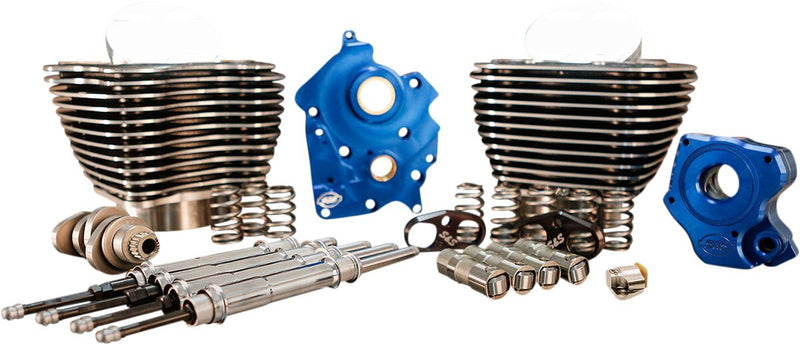 S&S Cycle 124 in. Black Granite Power Package Big Bore Kit for Chain Drive w/Highlighted Fins for Various Various Harley-Davidson Motorcycles (See Fitment List)