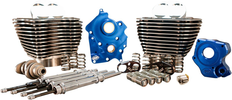 S&S Cycle 128 in. Black Granite Power Package Big Bore Kit for Chain Drive w/Highlighted Fins for Various Various Harley-Davidson Motorcycles (See Fitment List)