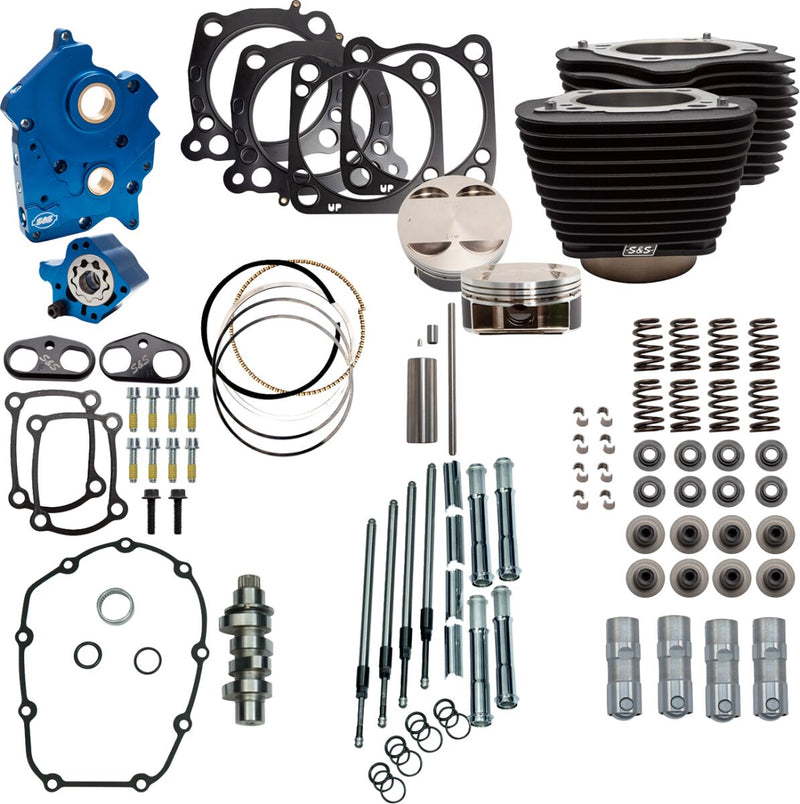 S&S Cycle 128" Power Package for 2017-2025 Harley-Davidson Performance Kit Black Non-Highlighted Fins
