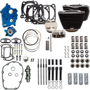 S&S Cycle 124" Power Package for 2017-2025 Harley-Davidson Performance Kit Black Granite Highlighted Fins Big Bore #310-1057C