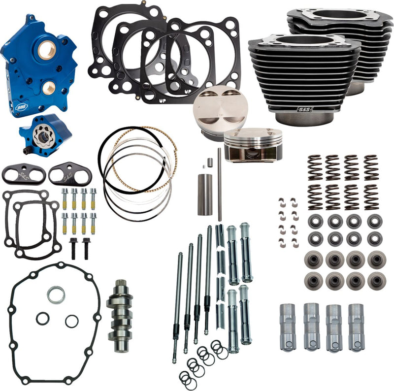 S&S Cycle 128" Power Package for 2017-2025 Harley-Davidson Performance Kit Black Granite Highlighted Fins #310-1107C