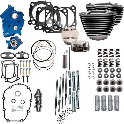 S&S Cycle 128" Power Package for 2017-2025 Harley-Davidson Performance Kit Black Highlighted Fins
