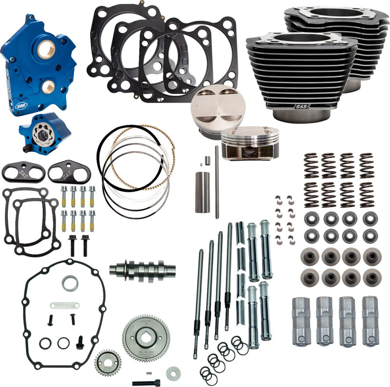 S&S Cycle 128" Power Package for 2017-2025 Harley-Davidson Performance Kit Black Granite Highlighted Fins