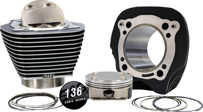 S&S Cycle 132" High Compression/ 136" Big Bore Kit for 2019-2025 Harley-Davidson Black Non-Highlighted Fins