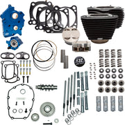 S&S Cycle 132" Power Package for M8 for 2017-2023 Harley-Davidson Performance Kit Non-Highlighted Fins Wrinkle Black Engine
