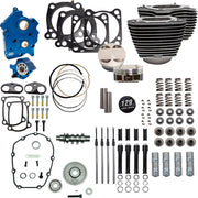 S&S Cycle 129" Power Package for M8 for 2017-2023 Harley-Davidson Performance Kit Highlighted Fins Wrinkle Black Engine