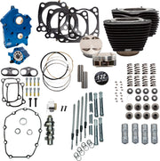 S&S Cycle 132" Power Package for M8 for 2017-2023 Harley-Davidson Performance Kit Non-Highlighted Fins Wrinkle Black Engine #310-1233C