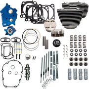 S&S Cycle 129" Power Package for M8 for 2017-2023 Harley-Davidson Performance Kit Highlighted Fins Wrinkle Black Engine