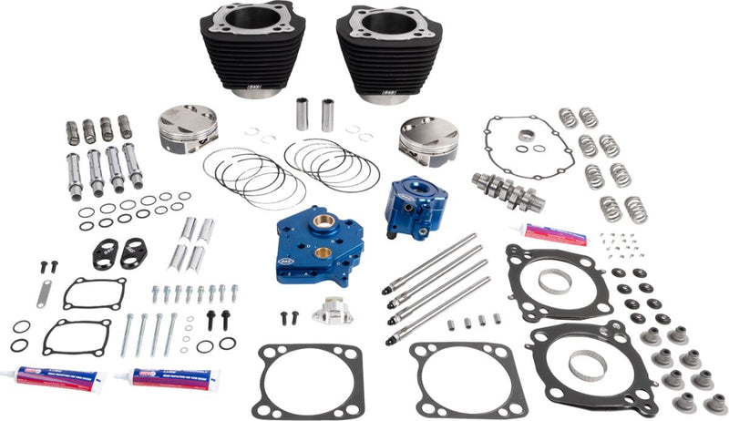 S&S Cycle 132" Power Package Engine Performance Kit for 2017-2026 Harley-Davidson Black Non-Highlighted Fins HPT496 Series