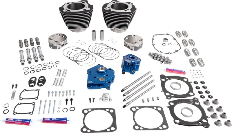 S&S Cycle 132" Power Package Engine Performance Kit for 2017-2026 Harley-Davidson Black Highlighted Fins HPT496 Series