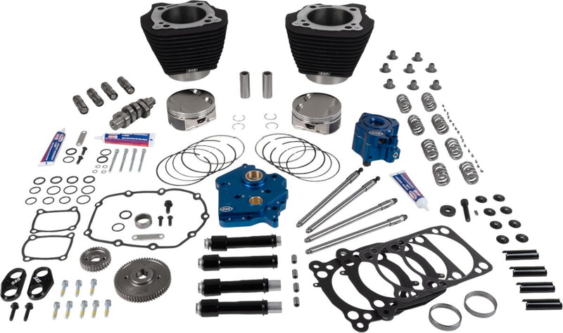 S&S Cycle 129" Power Package Engine Performance Kit for 2017-2026 Harley-Davidson Black Non-Highlighted Fins HPT496 Series