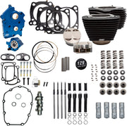 S&S Cycle 129" Power Package for 2017-2026 Harley-Davidson Performance Kit Non-Highlighted Fins Wrinkle Black 550C