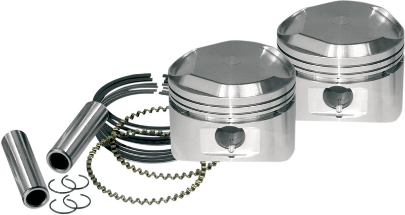 S&S Cycle Super Stock Piston KIT 3 1/2" + 0.010" HIGH Compression W/ Rings for Harley-Davidson Touring, Softail, Sportster & Dyna 1983-2003