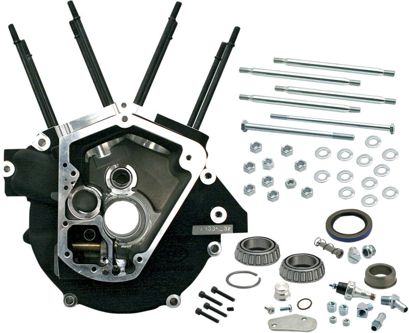 S&S Cycle Super Stock® Alternator Style Engine Case Black Powder-Coated Standard Bore A356 T-6 Aluminium Alloy Kit