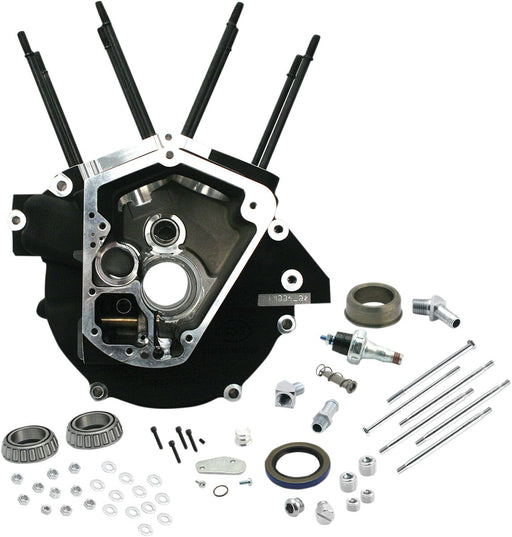 S&S Cycle Super Stock® Alternator Style Engine Case Black Powder-Coated Standard Bore A356 T-6 Aluminium Alloy Kit