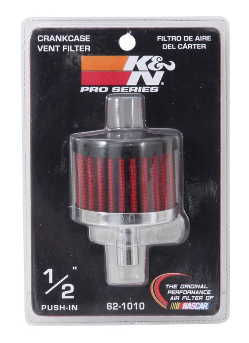 K & N Crankcase Vent Filters Black Chrome Each