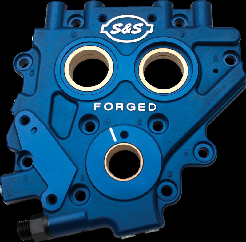 S&S Cycle TC3 Cam Support Plate Blue Chain Drive Aluminium