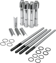 S&S Cycle Adjustable Pushrod Cover Kit with Chrome Covers Pushrod Kit Chromoly Steel Set of 4 #930-0024