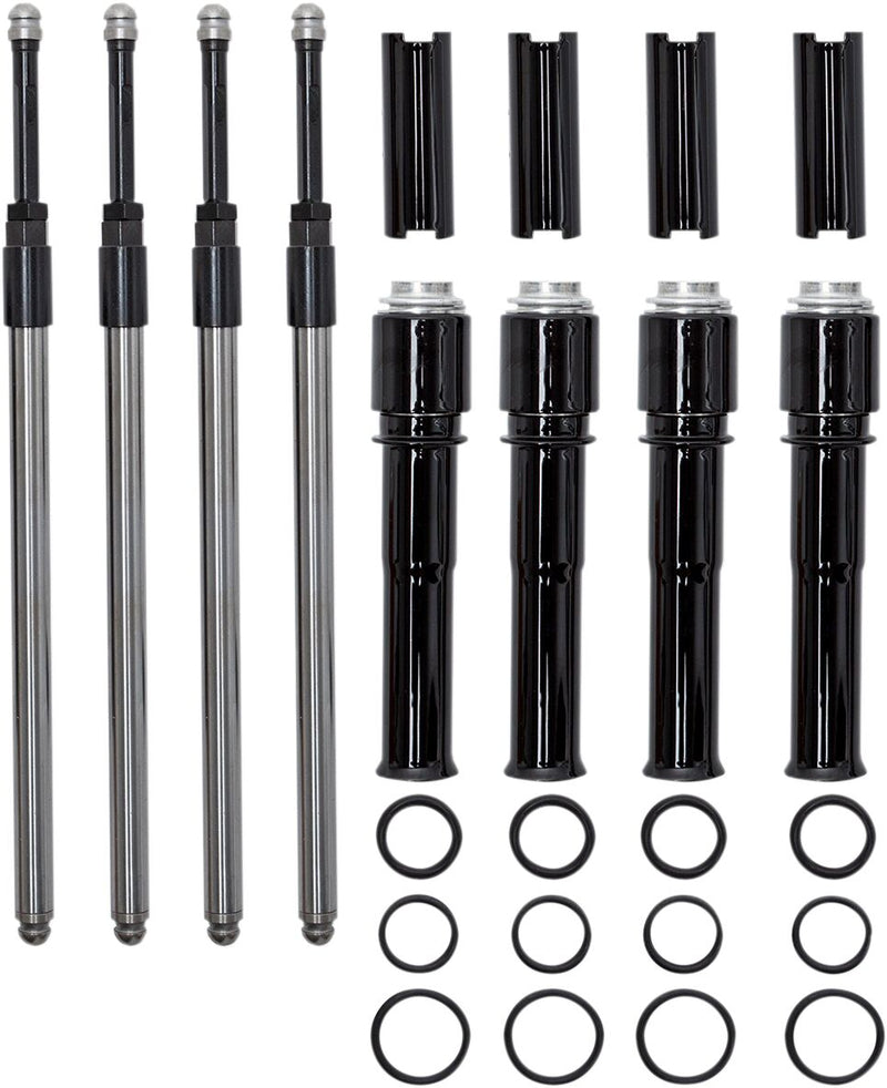 S&S Cycle Quickee Pushrod Kit with Gloss Black Covers Chromoly Steel Set of 4 #930-0137
