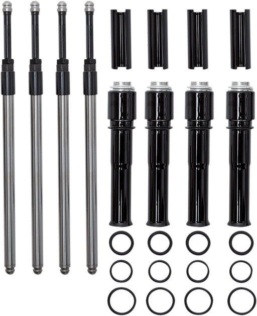 S&S Cycle Quickee Pushrod Kit with Gloss Black Covers Chromoly Steel Set of 4