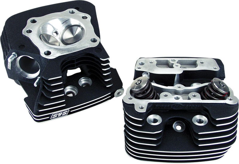 S&S Cycle 89 cc Super Stock® Cylinder Heads Cylinder Head Kit Powder-Coated Wrinkle Black Aluminium Pair #90-1106