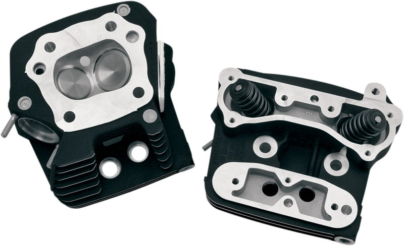 S&S Cycle Performance Replacement Head Cylinder Head Kit Powder-Coated Wrinkle Black Low Compression Aluminium Pair #106-4570