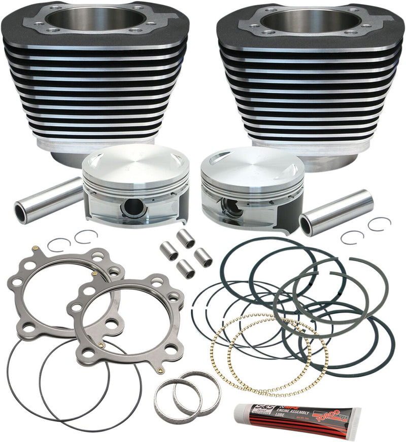 S&S Cycle Replacement Cylinder & Piston for S&S 106" Stroker Kit Cylinder and Piston Kit Powder-Coated Wrinkle Black #910-0203