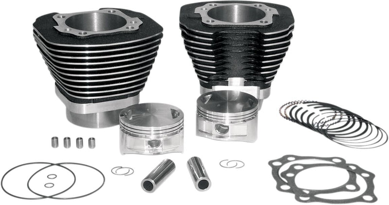 S&S Cycle Big Bore Cylinder Kit Black Aluminium