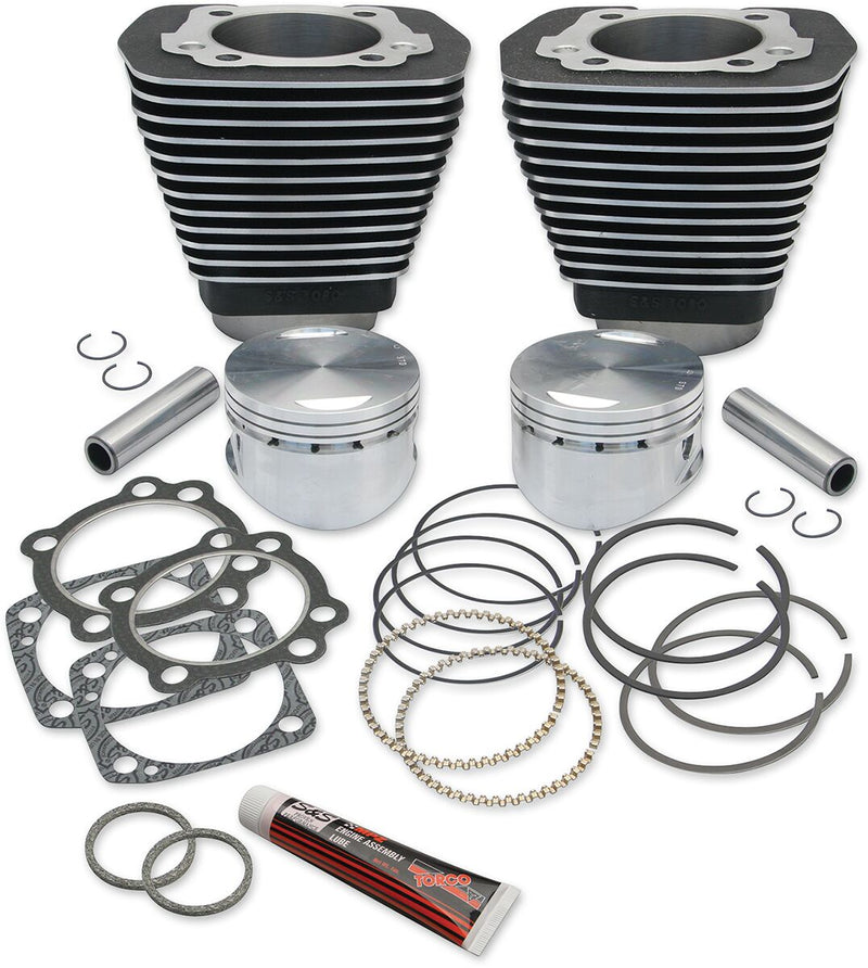 S&S Cycle 96" Big Bore Kit Big Bore Cylinder Kit Black Powder-Coated Aluminium Cast