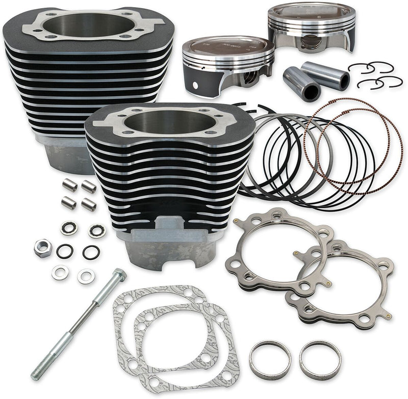 S&S Cycle 124" Cylinder and Piston Kit Big Bore Cylinder Kit Black Powder-Coated