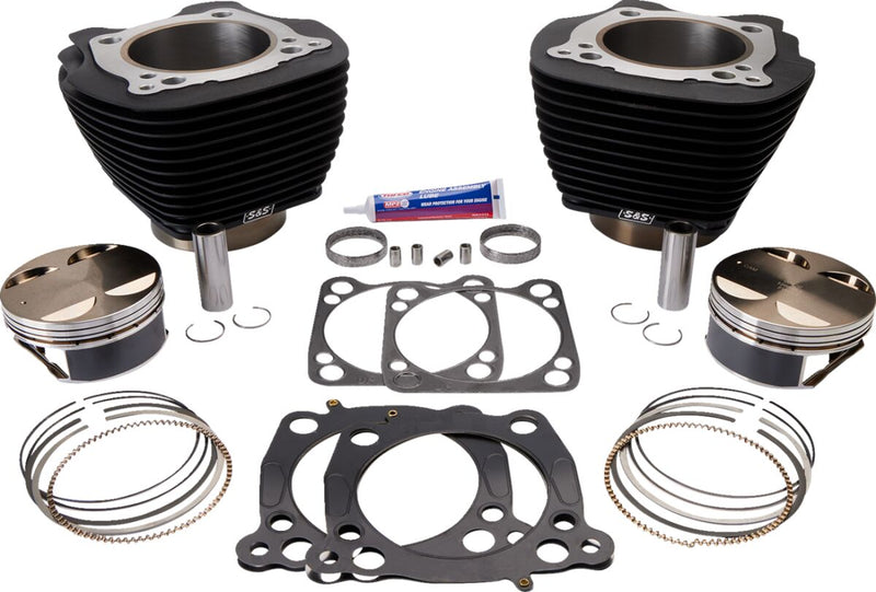 S&S Cycle Cylinder KIT 124" BIG BORE W/O Highlighted FINS Black for Harley-Davidson Touring & Softail 2017-2023