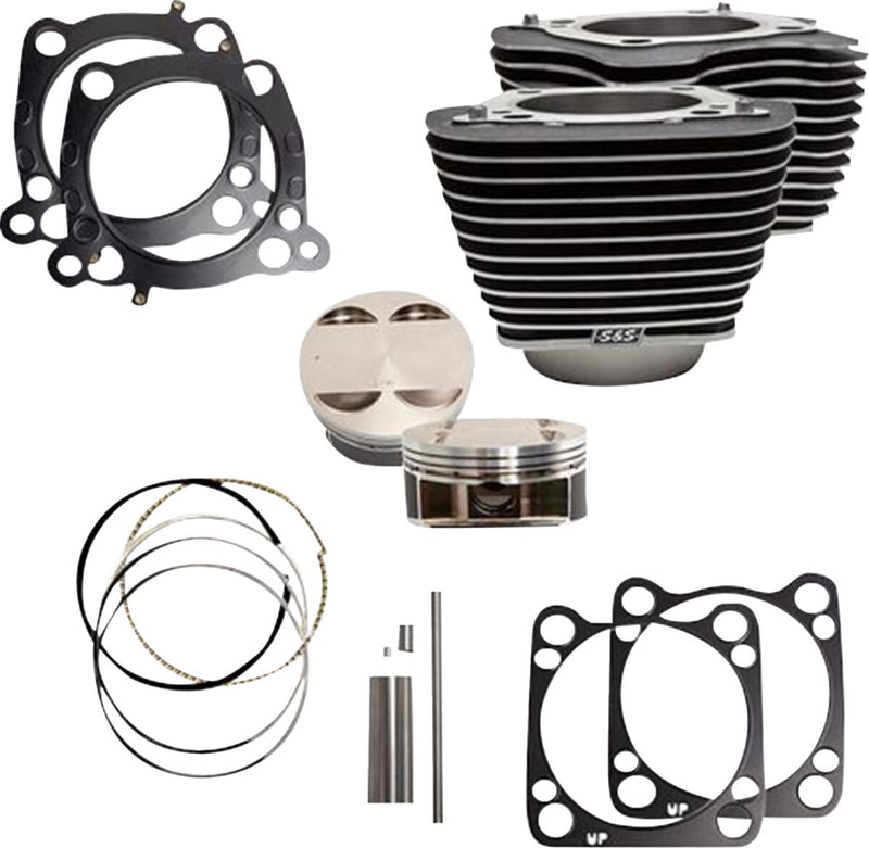 S&S Cycle Cylinder Kit for 2017-2025 Harley-Davidson Big Bore Highlighted Fins Wrinkle Black Bolt-On #910-0684A