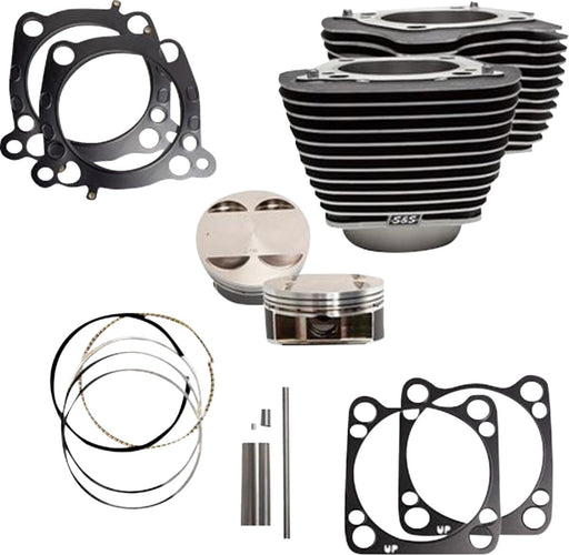 S&S Cycle Cylinder Kit for 2017-2025 Harley-Davidson Stroker Highlighted Fins Wrinkle Black Bolt-On