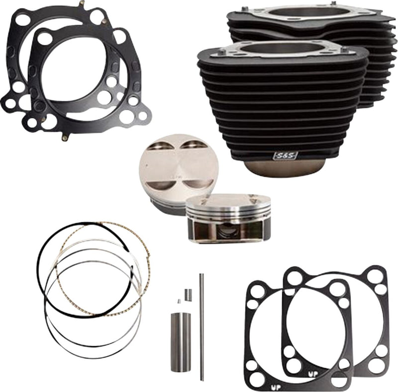 S&S Cycle Cylinder Kit for 2017-2025 Harley-Davidson Stroker Non-Highlighted Fins Wrinkle Black Bolt-On