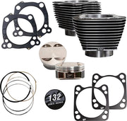 S&S Cycle Big Bore Cylinder Kit for 2017-2023 Harley-Davidson Black Granite Highlighted Fins