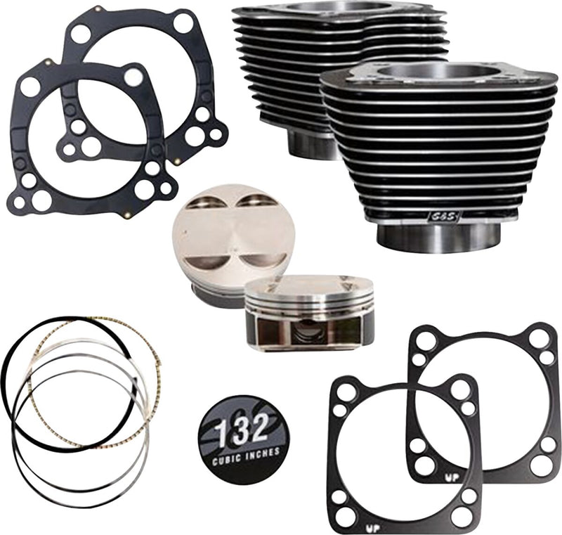 S&S Cycle Big Bore Cylinder Kit for 2017-2023 Harley-Davidson Black Granite Highlighted Fins