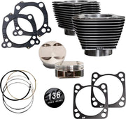 S&S Cycle Big Bore Cylinder Kit for 2017-2023 Harley-Davidson Black Granite Highlighted Fins