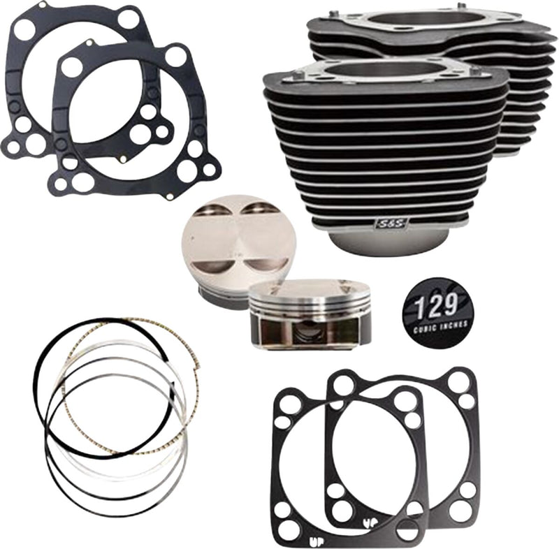S&S Cycle Big Bore Cylinder Kit for 2017-2023 Harley-Davidson Highlighted Fins Powder-Coated #910-0843A