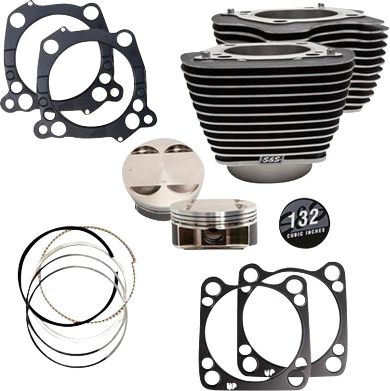 S&S Cycle Big Bore Cylinder Kit for 2017-2023 Harley-Davidson Highlighted Fins Powder-Coated