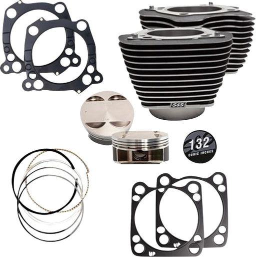 S&S Cycle Big Bore Cylinder Kit for 2017-2023 Harley-Davidson Highlighted Fins Powder-Coated