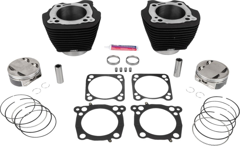 S&S Cycle Big Bore Cylinder Kit for 2017-2023 Harley-Davidson Non-Highlighted Fins Powder-Coated