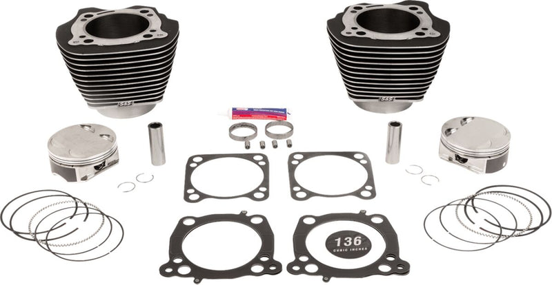 S&S Cycle Big Bore Cylinder Kit for 2017-2023 Harley-Davidson Highlighted Fins Powder-Coated