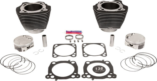 S&S Cycle Big Bore Cylinder Kit for 2017-2023 Harley-Davidson Highlighted Fins Powder-Coated