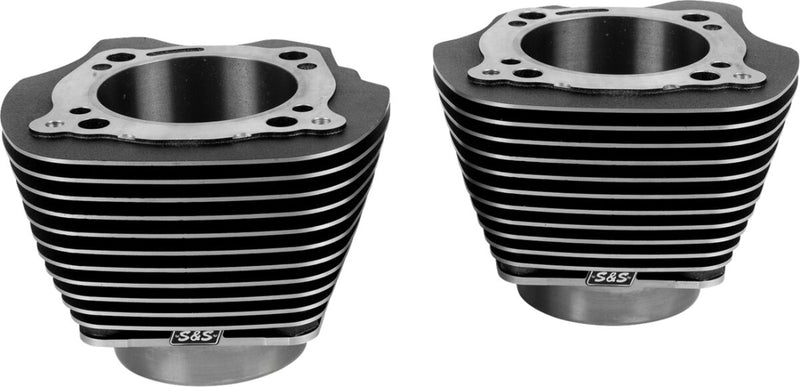 S&S Cycle Cylinder Set for 2017 Harley-Davidson Black Granite Highlighted Fins Unhoned Pair #910-1007A
